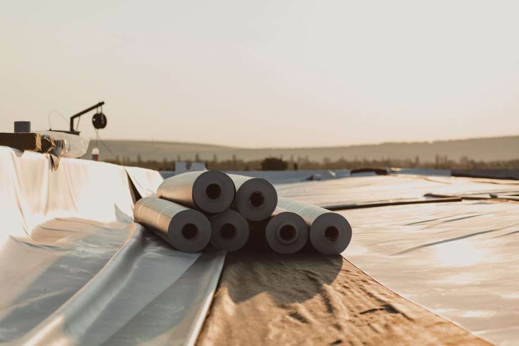 Roofing,Pvc,Membrane,In,Rolls,Placed,On,The,Roof